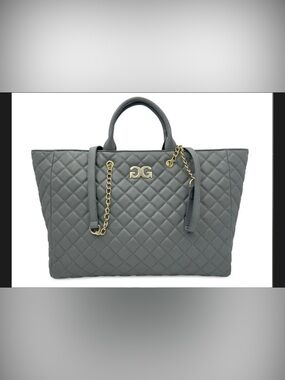 GLIDA PARIS LARGE QUILTED TOTE WITH STRAP- GREY